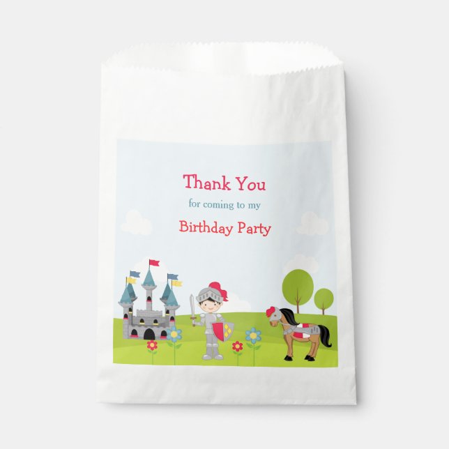 Hear Ye Black Hair Knight Birthday Party Favor Bag (Front)