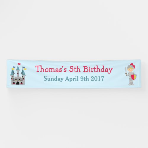 Hear Ye Blonde Cute Knight Birthday Party Banner