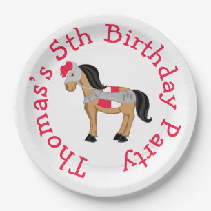 Hear Ye Blonde Cute Knight Horse Paper Plates