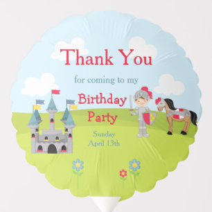 Hear Ye Brunette Cute Knight Birthday Party Balloon