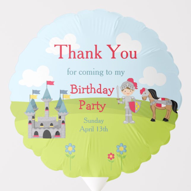Hear Ye Brunette Cute Knight Birthday Party Balloon (Front)