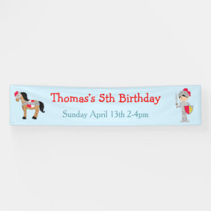 Hear Ye Brunette Cute Knight Birthday Party Banner