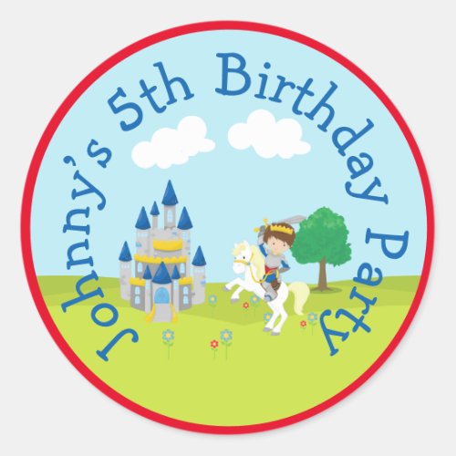 Hear Ye Cute Brunette Prince Birthday Party Class Classic Round Sticker
