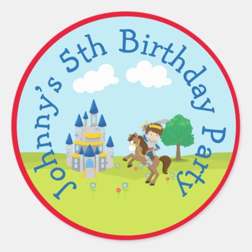 Hear Ye Cute Brunette Prince Birthday Party Classic Round Sticker