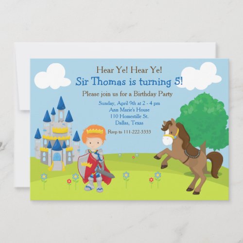 Hear Ye Cute Red Haired Prince Birthday Party Invitation