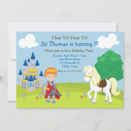 Hear Ye Cute Red Haired Prince Birthday Party Invitation