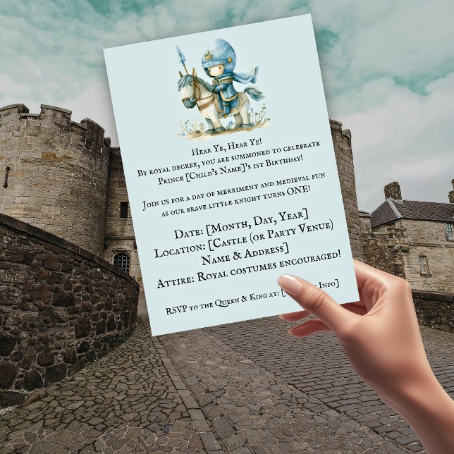 Hear Ye, Hear Ye! Knight-Themed Boy’s 1st Birthday Invitation (Hear Ye, Hear Ye! Knight-Themed Boy’s 1st Birthday Invitation)