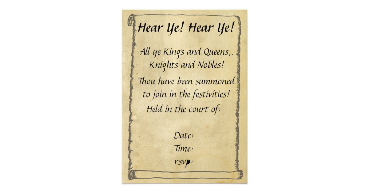 Hear Ye Hear Ye Scroll Invitations