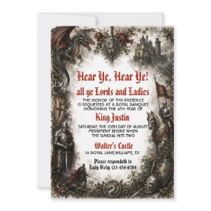Hear Ye Medieval Renaissance Fair Castle Invitation