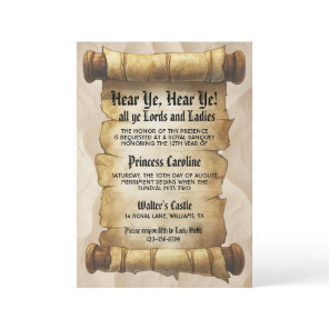 Hear Ye Medieval Renaissance Royal Birthday Invitation
