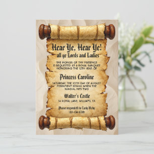 Hear Ye Medieval Renaissance Royal Birthday Invitation