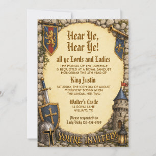 Hear Ye Medieval Renaissance Royal Birthday Invitation