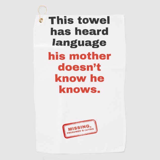 Heard Language: Funny Golf Towel (Front)