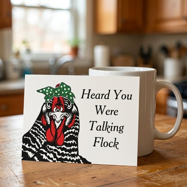 Heard You Were Talking Flock Funny Chicken Postcard (Creator Uploaded)