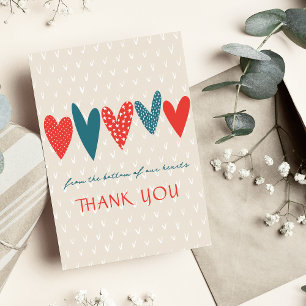 Hearfelt Thank You Red Teal Card