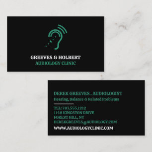 Hearing Aid Design, Audiologist, Audiology Clinic Business Card