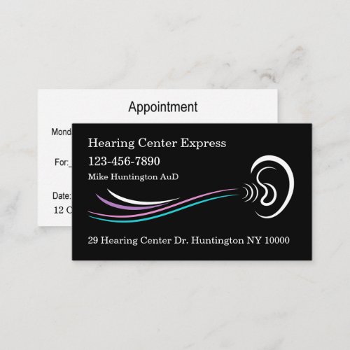 Hearing Aids And Audiology Appointment Business Card