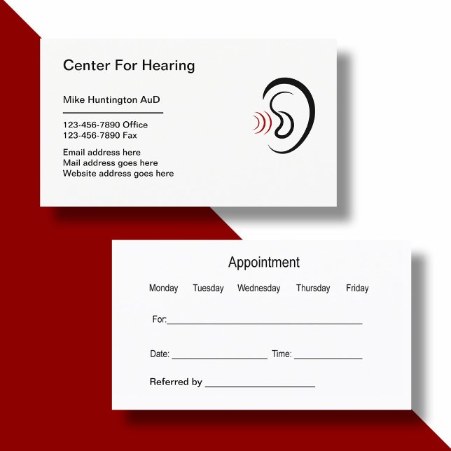 Hearing Aids ENT Appointment Business Cards (hearing appointment)