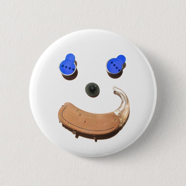 Hearing = Happier + Healthier Pinback Button (Front)
