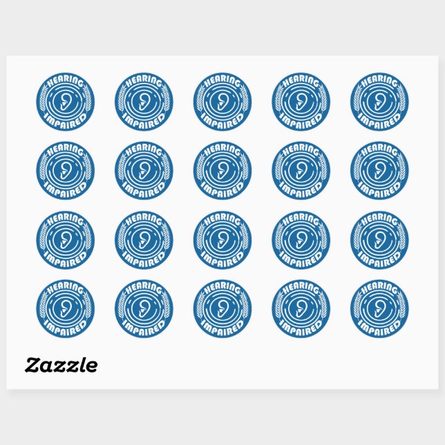 Hearing impaired classic round sticker (Sheet)