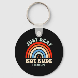 Hearing Impaired Deaf ASL Sign Language Just Deaf Keychain