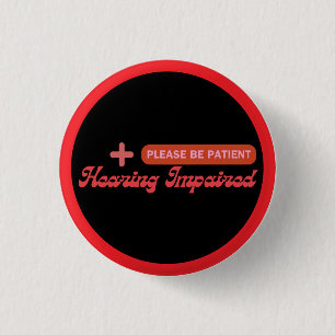 hearing impaired elegant design - black and red button