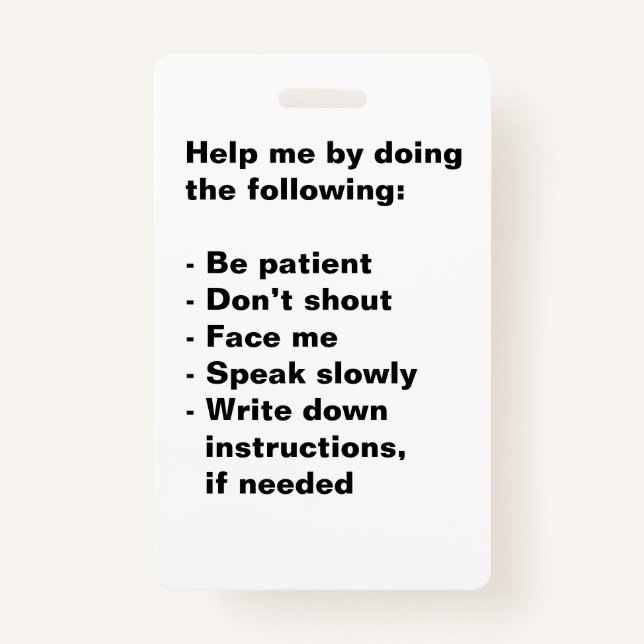 Hearing Impaired Support Badge (Back)