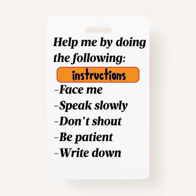 Hearing Impaired Support Badge (Back)