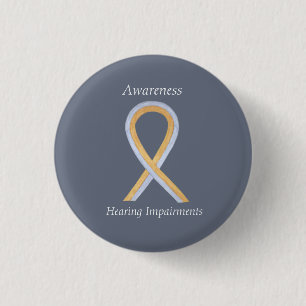 Hearing Impairments Awareness Ribbon Angel Pin