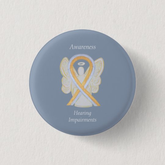 Hearing Impairments Awareness Ribbon Angel Pin | Zazzle.com