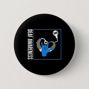 Hearing Loss Awareness Deaf Cochlear Implant ASL H Button