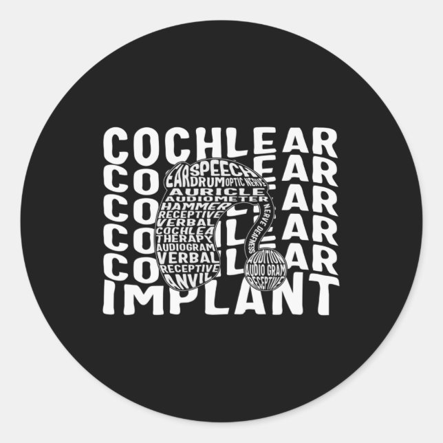 Hearing Loss Awareness Deaf Cochlear Implant ASL H Classic Round Sticker (Front)
