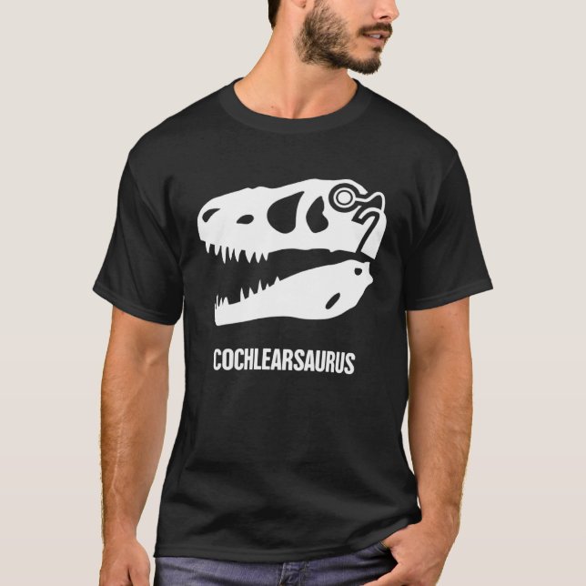 Hearing Loss Awareness  Dinosaur Cochlear Implant T-Shirt (Front)