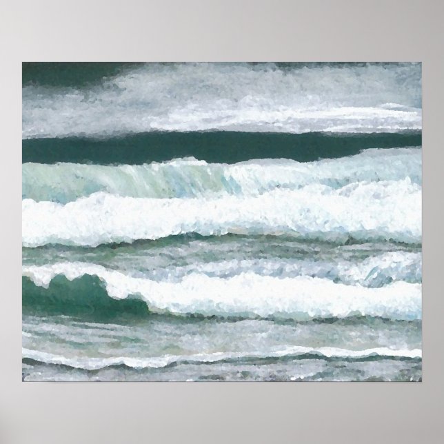 Hearing the Waves Crash Ocean Seashore Art Poster (Front)