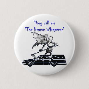 Hearse and Grim Reaper Skeleton Goth Humor Pinback Button