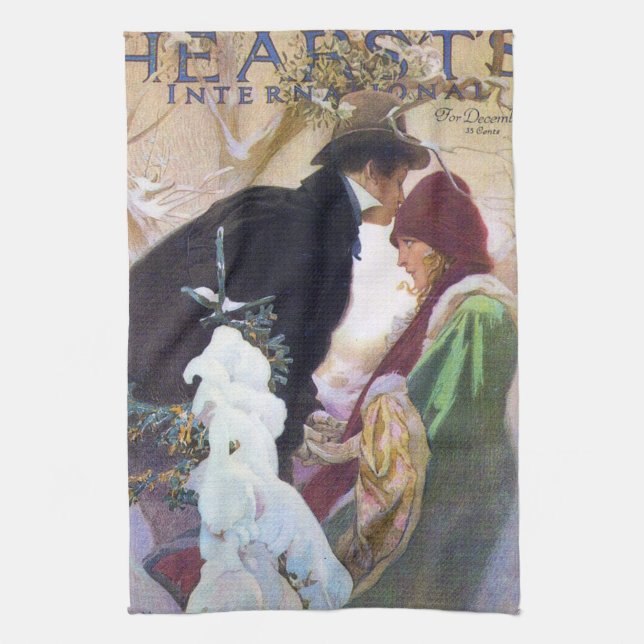 Hearst's International Cover, Alphonse Mucha Kitchen Towel (Vertical)