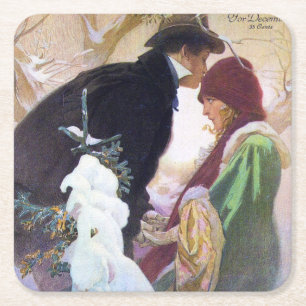 Hearst's International Cover, Alphonse Mucha Square Paper Coaster