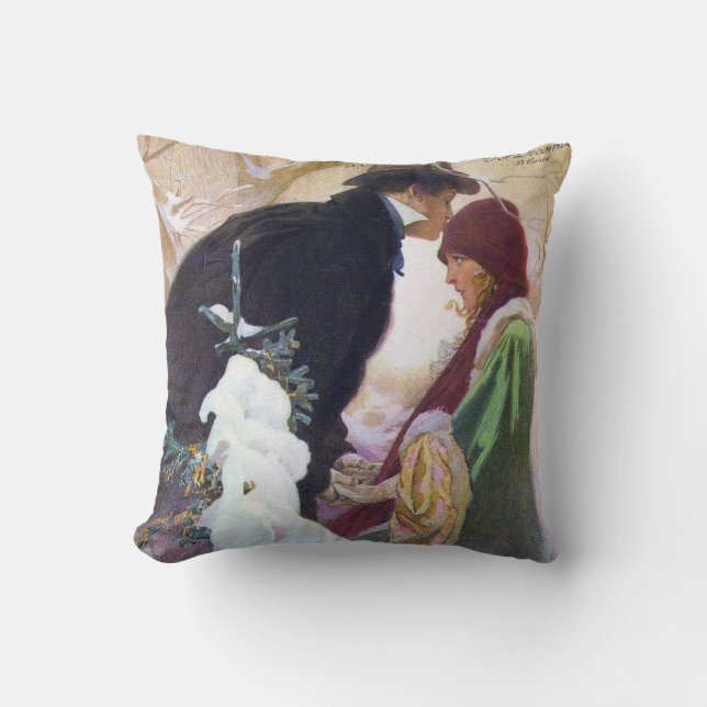 Hearst's International Cover, Alphonse Mucha Throw Pillow (Front)