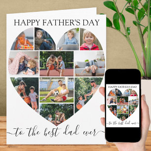 Heart 11 Photo Collage Best Dad Ever Father's Day Card
