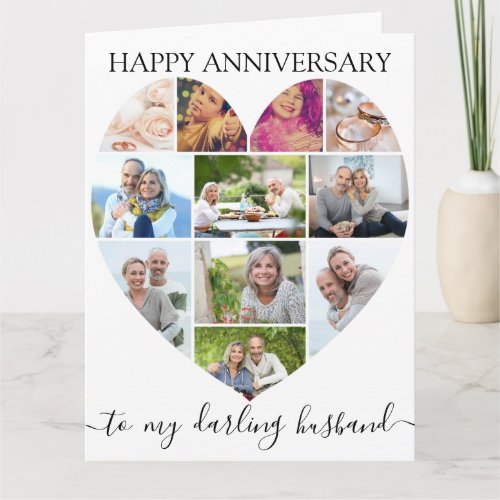 Heart 11 Photo Collage Husband Script Anniversary