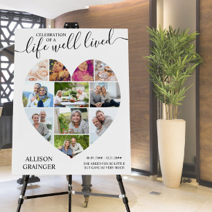 Heart 11 Photo Collage Life Well Lived Funeral Foam Board