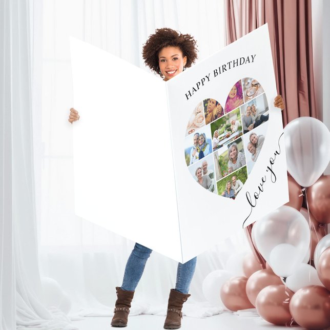 Heart 11 Photo Collage Love You Giant Birthday Card (Creator Uploaded)