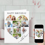 Heart 11 Photo Collage with Love Script Birthday Card<br><div class="desc">Say Happy Birthday with a love heart photo collage, personalized birthday card. The photo template is set up for you to add your pictures, working in rows from top to bottom. The photo collage holds 11 photos which are displayed in a mix of portrait, landscape and square / instagram formats....</div>