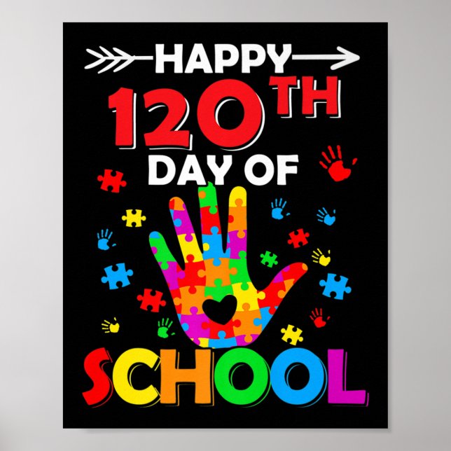 Heart 120th Day of School Teacher Autism Awareness Poster (Front)