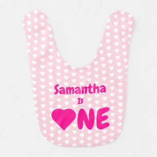 Heart 1st Birthday Baby Bib