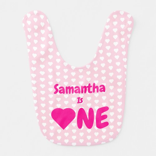 Heart 1st Birthday Baby Bib