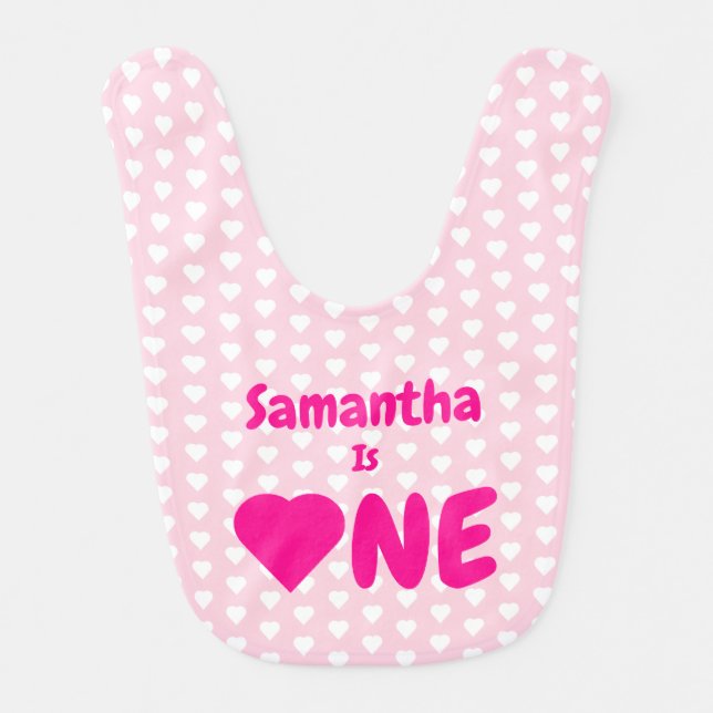 Heart 1st Birthday Baby Bib (Front)