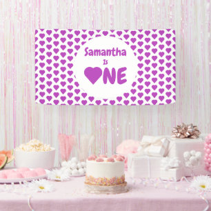 Heart 1st Birthday Banner