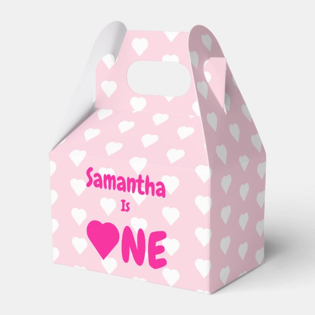 Heart 1st Birthday Favor Boxes (Front Side)