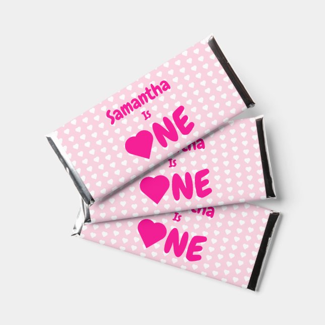 Heart 1st Birthday Hershey Bar Favors (Front)